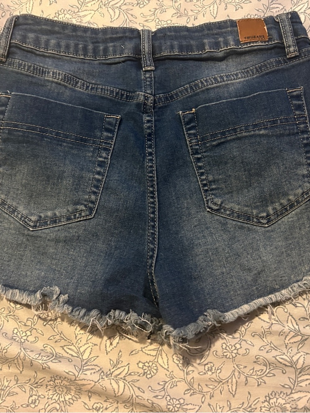 YMI Women's Flag Print Denim Shorts - Faded Blue & Red - Picture 6 of 9